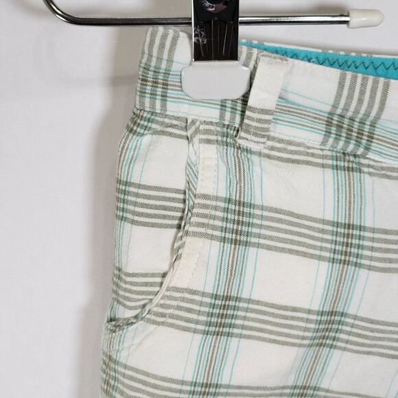 Roxy Y2K juniors cotton madras shorts white aqua size 3 - Picture 3 of 9